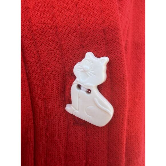 Vintage Linda Lori NY Women Large Cardigan Sweater Red Cat 80s 90s Cat Lady - Picture 6 of 7